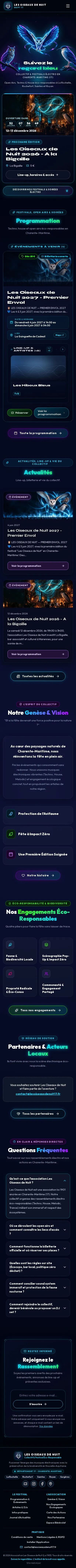 La même page d’accueil sur téléphone, sur une seule colonne, avec le menu replié
